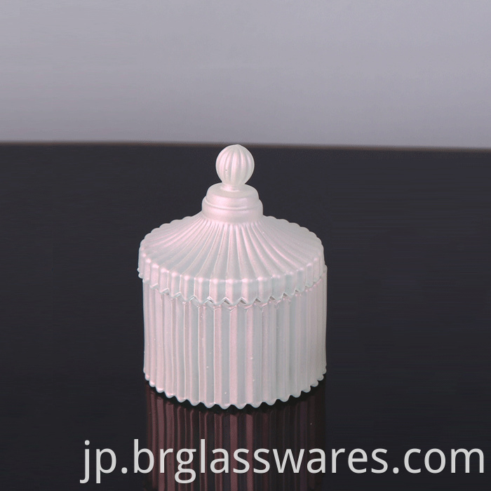 Frosted color ridged glass jars for candle